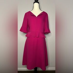 Banana Republic Berry Pink Flutter Peplum Keyhole Sheath Dress Size 2